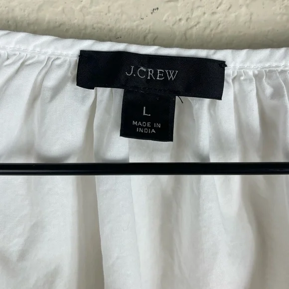 J. Crew Tie Sleeve Button Front Cotton Poplin Top in White Size Large - Picture 7 of 11